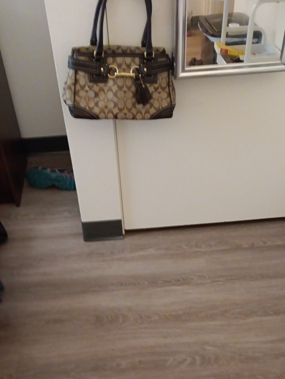 Coach Brown Signature Canvas Satchel with Dark Leather Trim